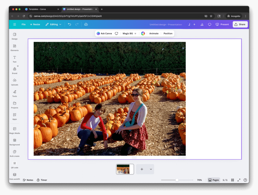 Canva with photo