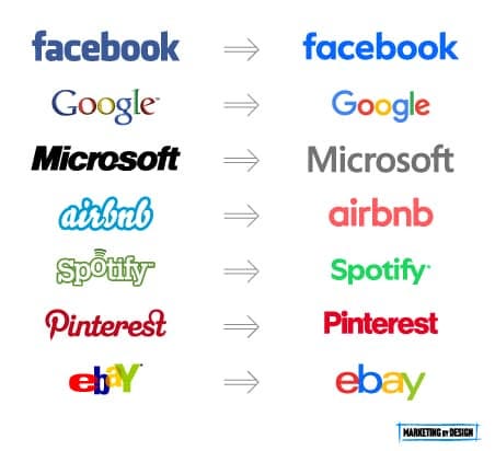 Examples of logos that got simplified over the years.